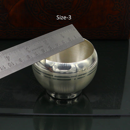 999 fine silver handmade baby food bowl, all sizes silver bowl vessel, silver baby food dining set, silver utensils gifting article sv146 - TRIBAL ORNAMENTS