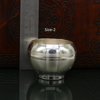 999 fine silver handmade baby food bowl, all sizes silver bowl vessel, silver baby food dining set, silver utensils gifting article sv146 - TRIBAL ORNAMENTS