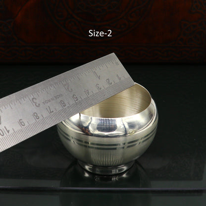 999 fine silver handmade baby food bowl, all sizes silver bowl vessel, silver baby food dining set, silver utensils gifting article sv146 - TRIBAL ORNAMENTS