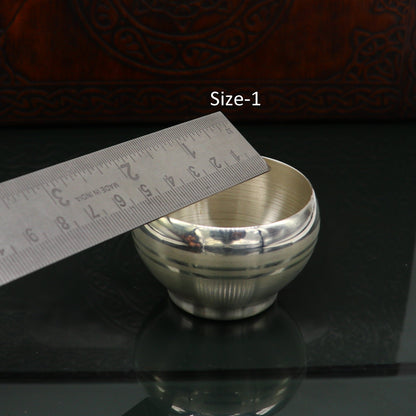 999 fine silver handmade baby food bowl, all sizes silver bowl vessel, silver baby food dining set, silver utensils gifting article sv146 - TRIBAL ORNAMENTS
