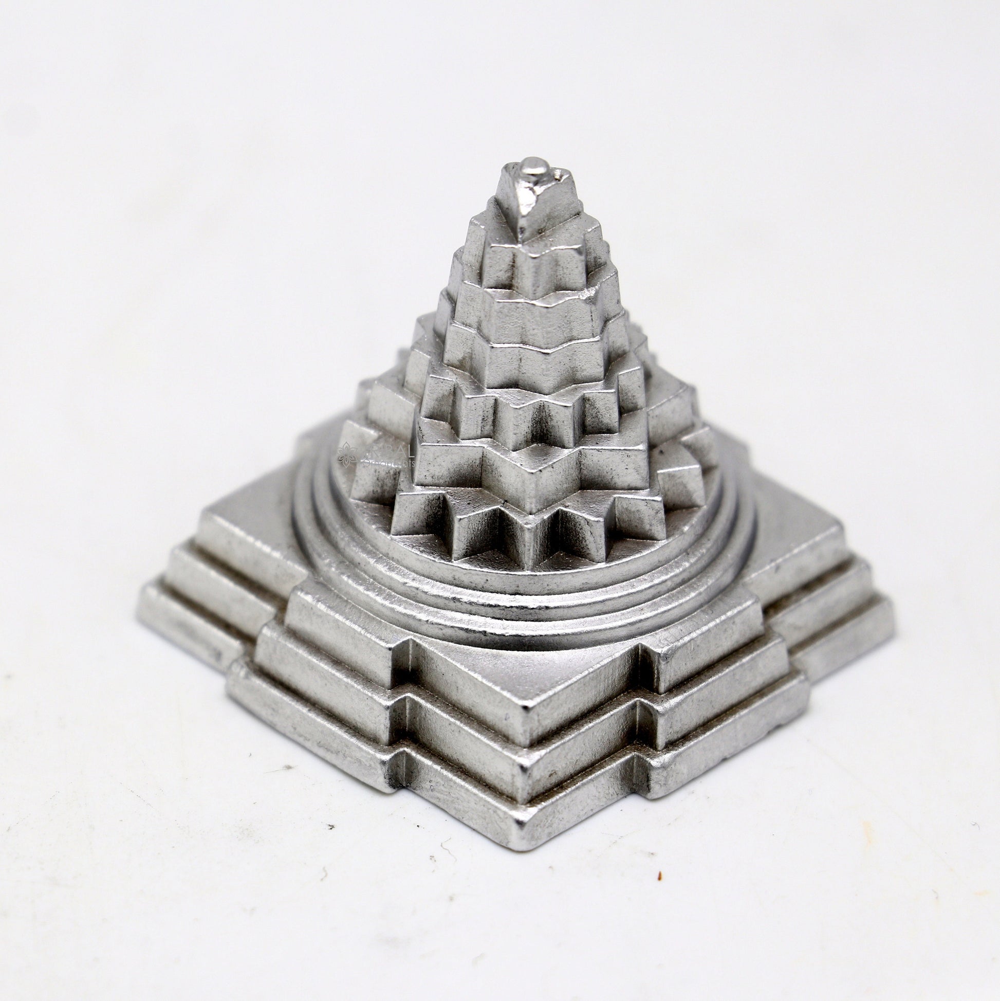 Divine Solid mercury 3d pyramid of shree yantra, Parad Mahalakshmi Yantram figurine for puja at home best way for wealth and prosperity MA25 - TRIBAL ORNAMENTS