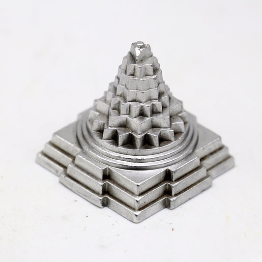 Divine Solid mercury 3d pyramid of shree yantra, Parad Mahalakshmi Yantram figurine for puja at home best way for wealth and prosperity MA25 - TRIBAL ORNAMENTS