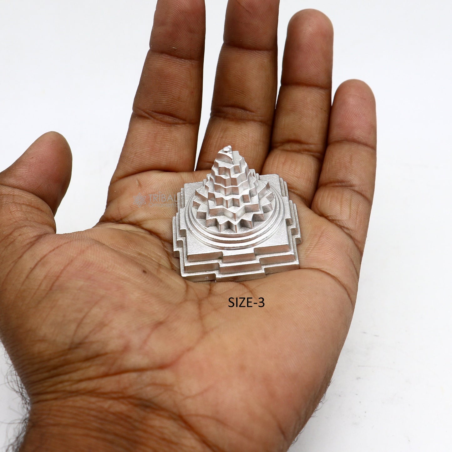 Divine Solid mercury 3d pyramid of shree yantra, Parad Mahalakshmi Yantram figurine for puja at home best way for wealth and prosperity MA25 - TRIBAL ORNAMENTS