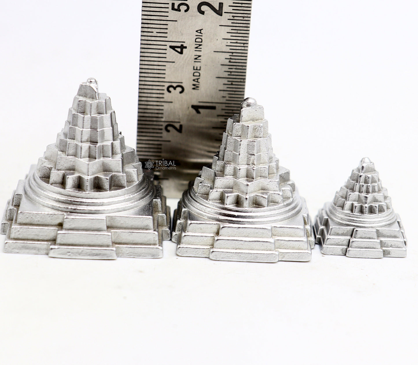 Divine Solid mercury 3d pyramid of shree yantra, Parad Mahalakshmi Yantram figurine for puja at home best way for wealth and prosperity MA25 - TRIBAL ORNAMENTS