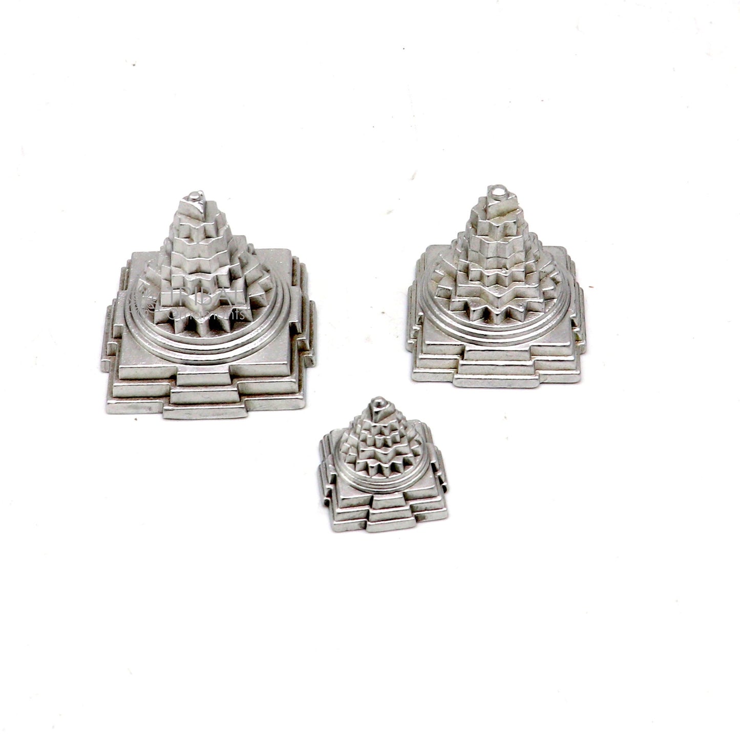 Divine Solid mercury 3d pyramid of shree yantra, Parad Mahalakshmi Yantram figurine for puja at home best way for wealth and prosperity MA25 - TRIBAL ORNAMENTS