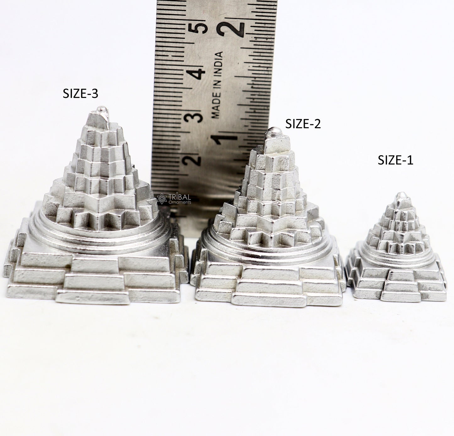 Divine Solid mercury 3d pyramid of shree yantra, Parad Mahalakshmi Yantram figurine for puja at home best way for wealth and prosperity MA25 - TRIBAL ORNAMENTS