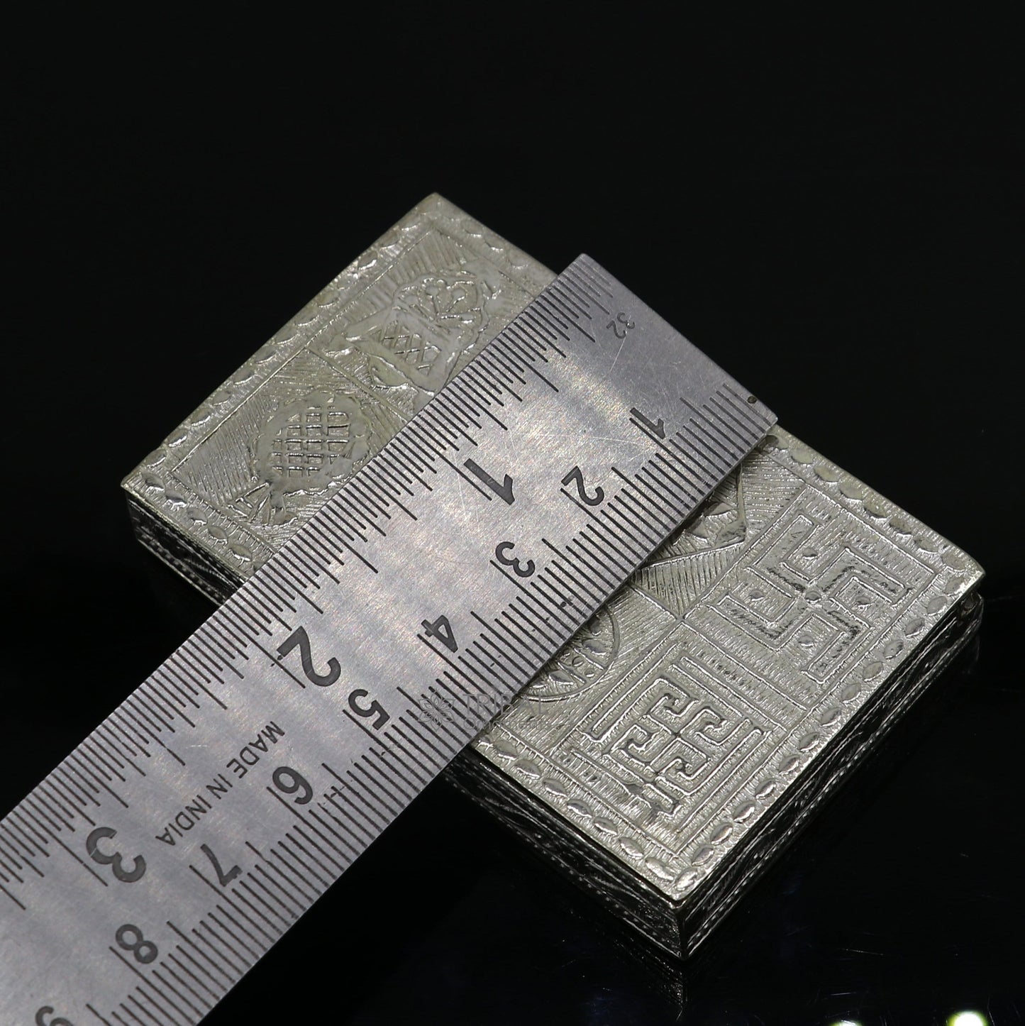 2.7"X1.8" 925 sterling silver trinket box, kajal box/casket box brides rectangle shape box collection, container box, eyeliner box stb823 - TRIBAL ORNAMENTS