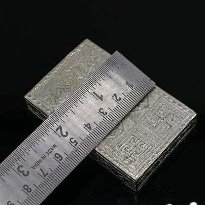 2.7"X1.8" 925 sterling silver trinket box, kajal box/casket box brides rectangle shape box collection, container box, eyeliner box stb823 - TRIBAL ORNAMENTS