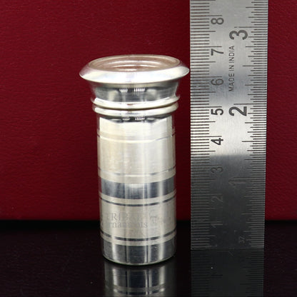 Sterling silver handmade small pill and tobacco box by Tribal Ornaments, compact personal storage container for men's accessories.