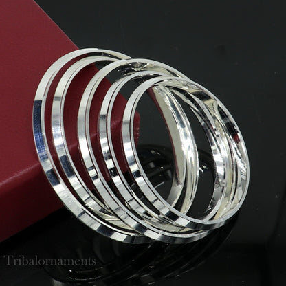 Sterling silver Punjabi Sikha bangle bracelet by TRIBAL ORNAMENTS, all-sized handmade silver kada for men and girls, daily jewelry.