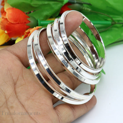Sterling silver Punjabi Sikha bangle bracelet by Tribal Ornaments, all-sized men's and girls' kada for daily wear jewelry