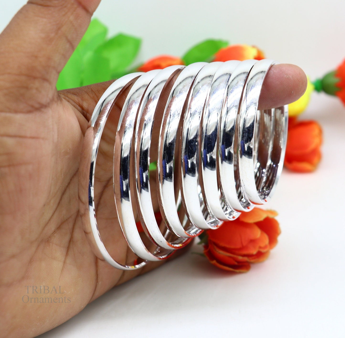 Sterling silver Punjabi Sikha Kada bangle bracelet, handmade tribal jewelry for men and girls, all sizes, daily use accessories.