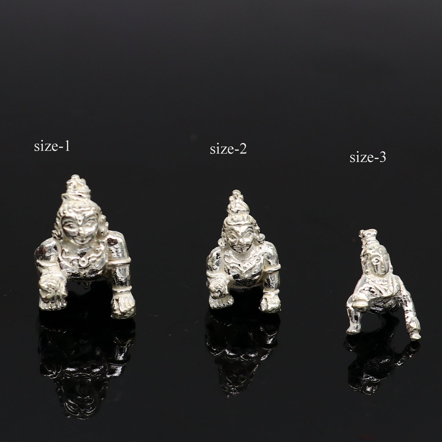 Solid silver handmade customized idol little krishna, Ladu Gopal,crawling Krishna small statue sculpture home temple puja articles su370 - TRIBAL ORNAMENTS