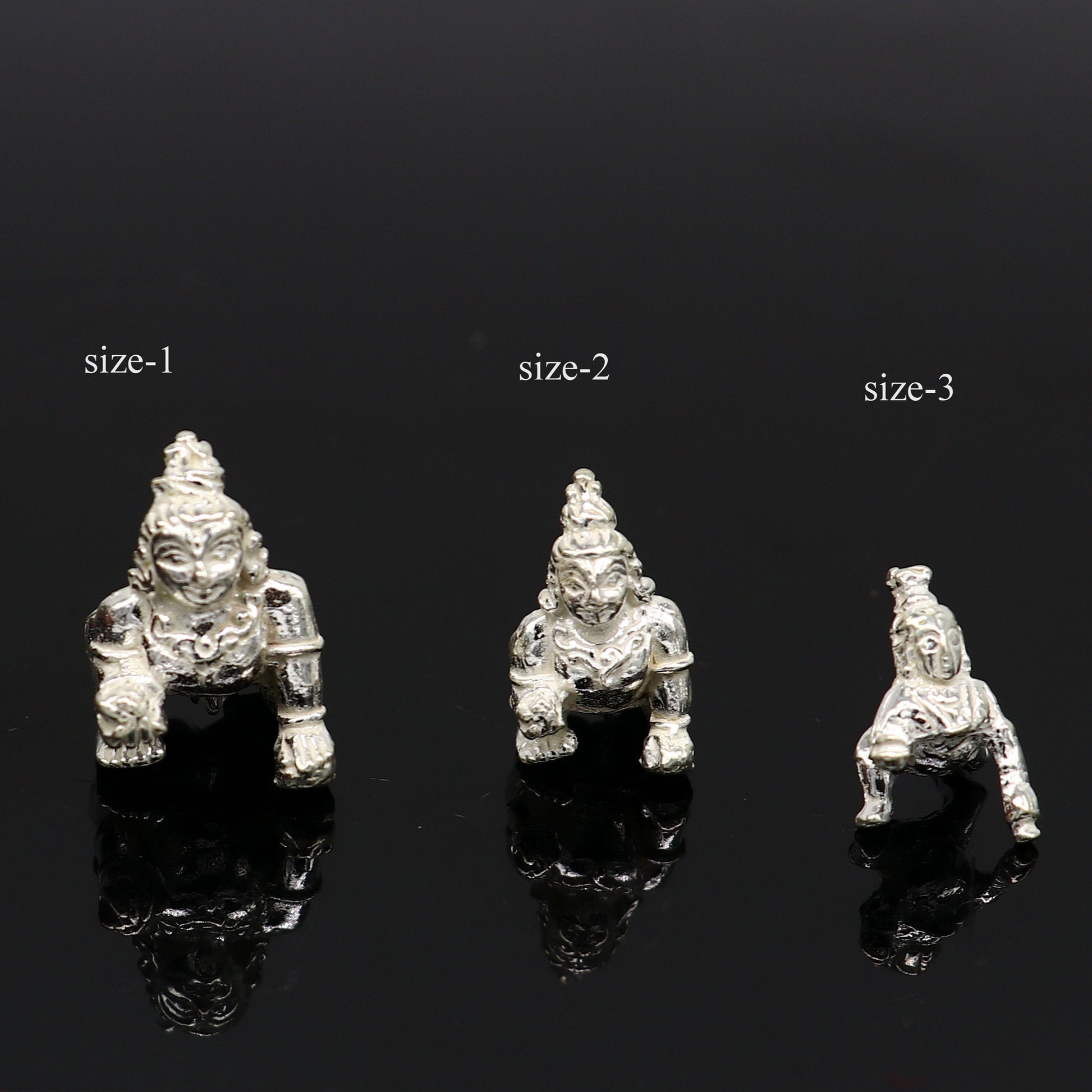 Solid silver handmade customized idol little krishna, Ladu Gopal,crawling Krishna small statue sculpture home temple puja articles su370 - TRIBAL ORNAMENTS