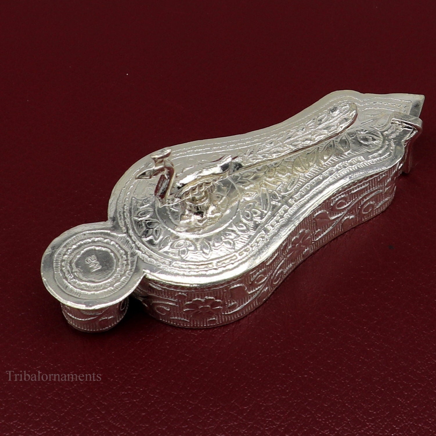 925 sterling silver handmade fabulous unique design peacock trinket box, brides gift, casket box silver article, silver utensils stb162 - TRIBAL ORNAMENTS