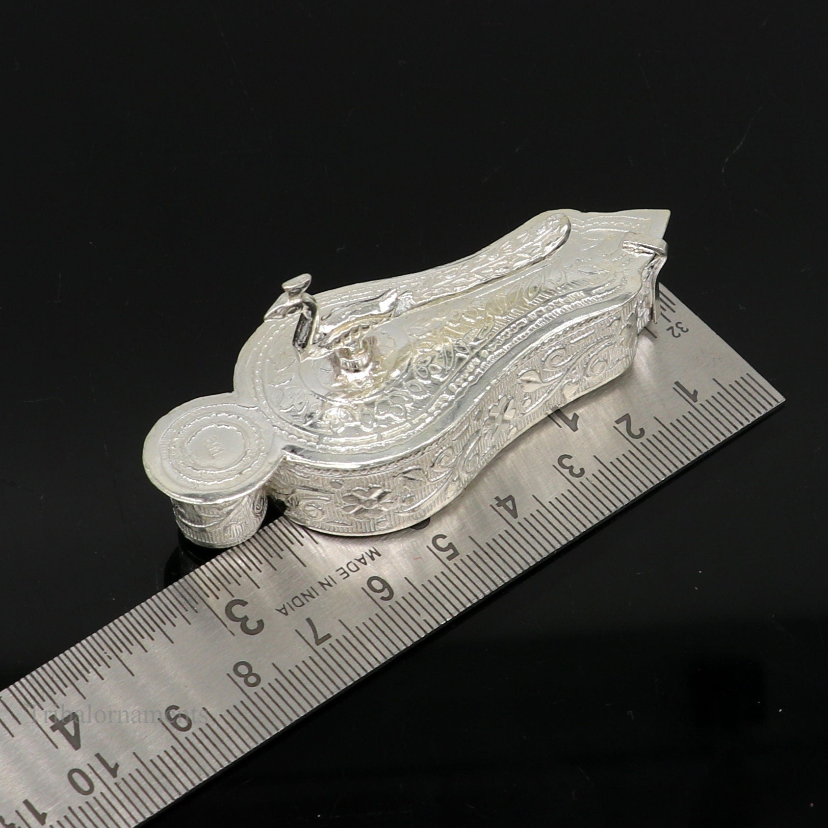 925 sterling silver handmade fabulous unique design peacock trinket box, brides gift, casket box silver article, silver utensils stb162 - TRIBAL ORNAMENTS