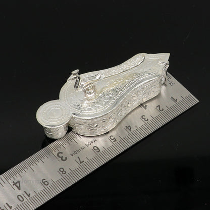 925 sterling silver handmade fabulous unique design peacock trinket box, brides gift, casket box silver article, silver utensils stb162 - TRIBAL ORNAMENTS