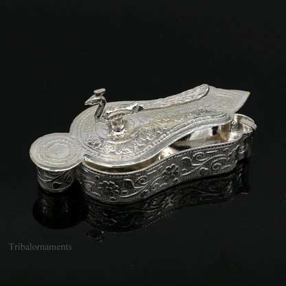 925 sterling silver handmade fabulous unique design peacock trinket box, brides gift, casket box silver article, silver utensils stb162 - TRIBAL ORNAMENTS