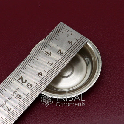 Handmade 925 silver small plate or Tilak bowl for saffron, sandal, or kumkum, crafted by TRIBAL ORNAMENTS.