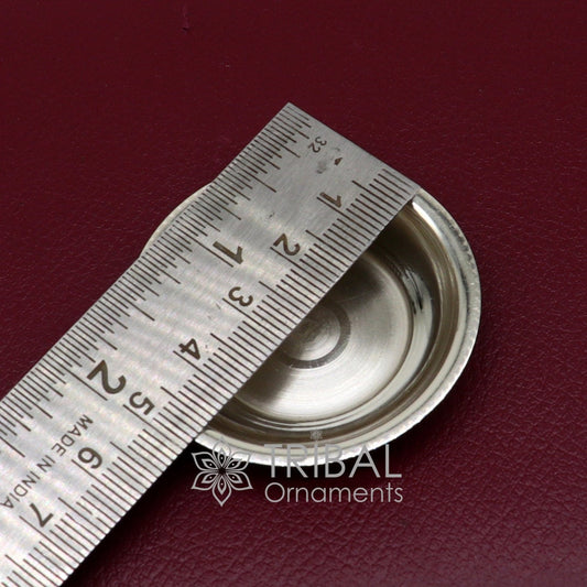 Handmade 925 silver small plate or Tilak bowl for saffron, sandal, or kumkum, crafted by TRIBAL ORNAMENTS.
