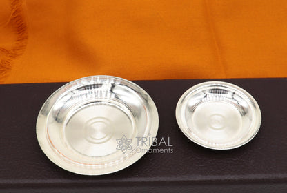Small handmade 925 silver Tilak bowl or plate by Tribal Ornaments, ideal for saffron, sandal, or kumkum tilak offerings.