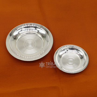 925 silver handmade small plate or Tilak bowl for saffron, sandal, or kumkum tilak, crafted by TRIBAL ORNAMENTS.