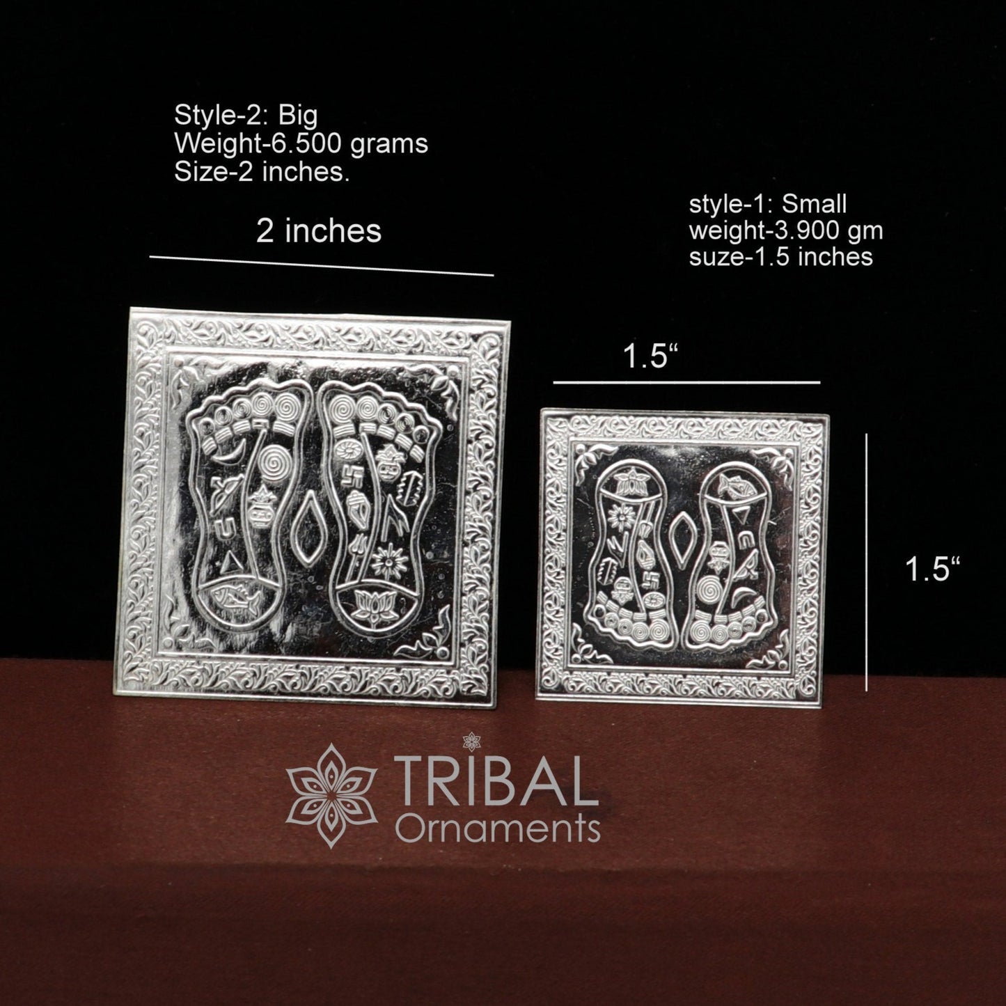 925 sterling silver handmade divine holy shree Lakshmi charan paduka for home temple puja article, amazing silver article su1035 - TRIBAL ORNAMENTS