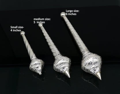 925 Sterling silver handmade divine lord Hanuman Gada/Mace, divine gift for idol hanuman, best puja articles, silver Hanuman Weapon su1130 - TRIBAL ORNAMENTS