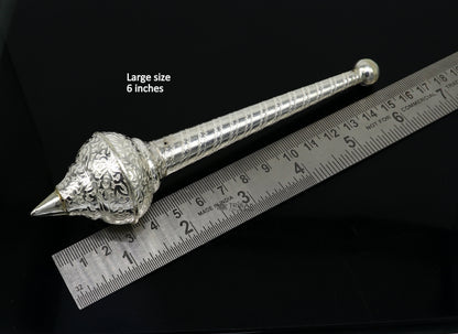 925 Sterling silver handmade divine lord Hanuman Gada/Mace, divine gift for idol hanuman, best puja articles, silver Hanuman Weapon su1130 - TRIBAL ORNAMENTS