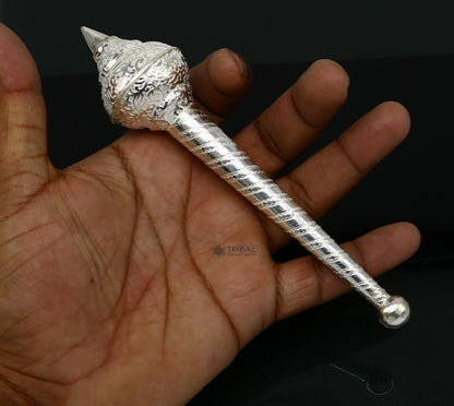 925 Sterling silver handmade divine lord Hanuman Gada/Mace, divine gift for idol hanuman, best puja articles, silver Hanuman Weapon su1130 - TRIBAL ORNAMENTS