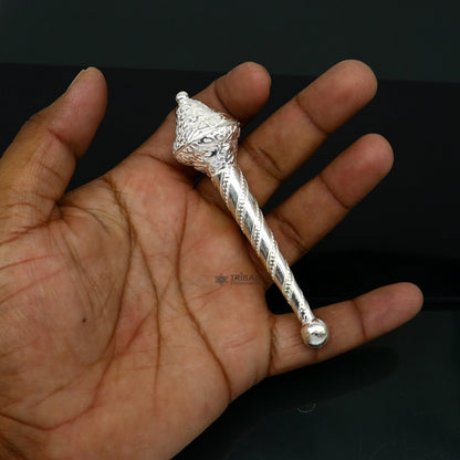 925 Sterling silver handmade divine lord Hanuman Gada/Mace, divine gift for idol hanuman, best puja articles, silver Hanuman Weapon su1130 - TRIBAL ORNAMENTS