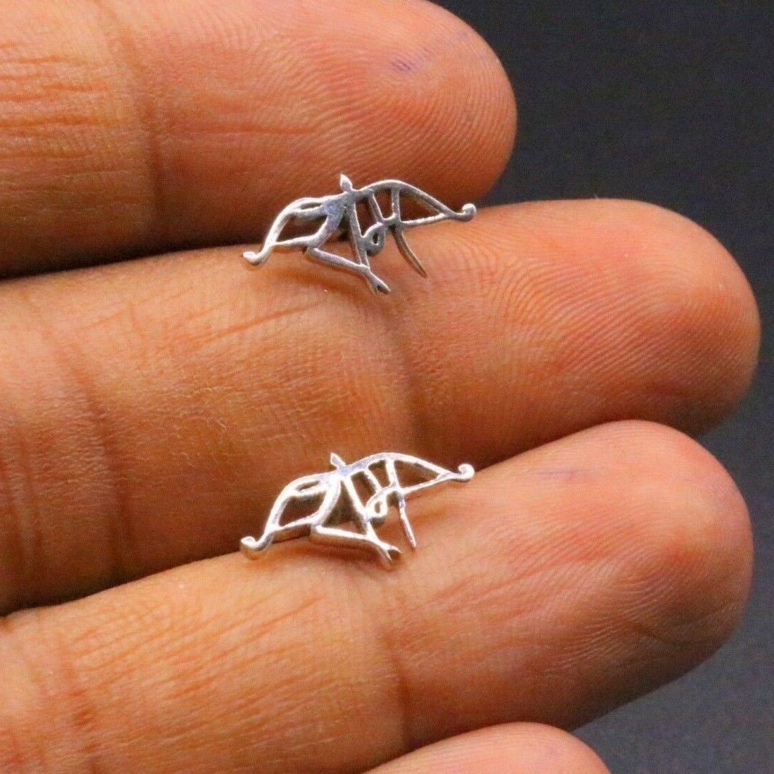 INDIAN LORD SHRI RAM SILVER HANDMADE FANCY MEN'S STUDS EARRING JEWELRY S-17 - TRIBAL ORNAMENTS