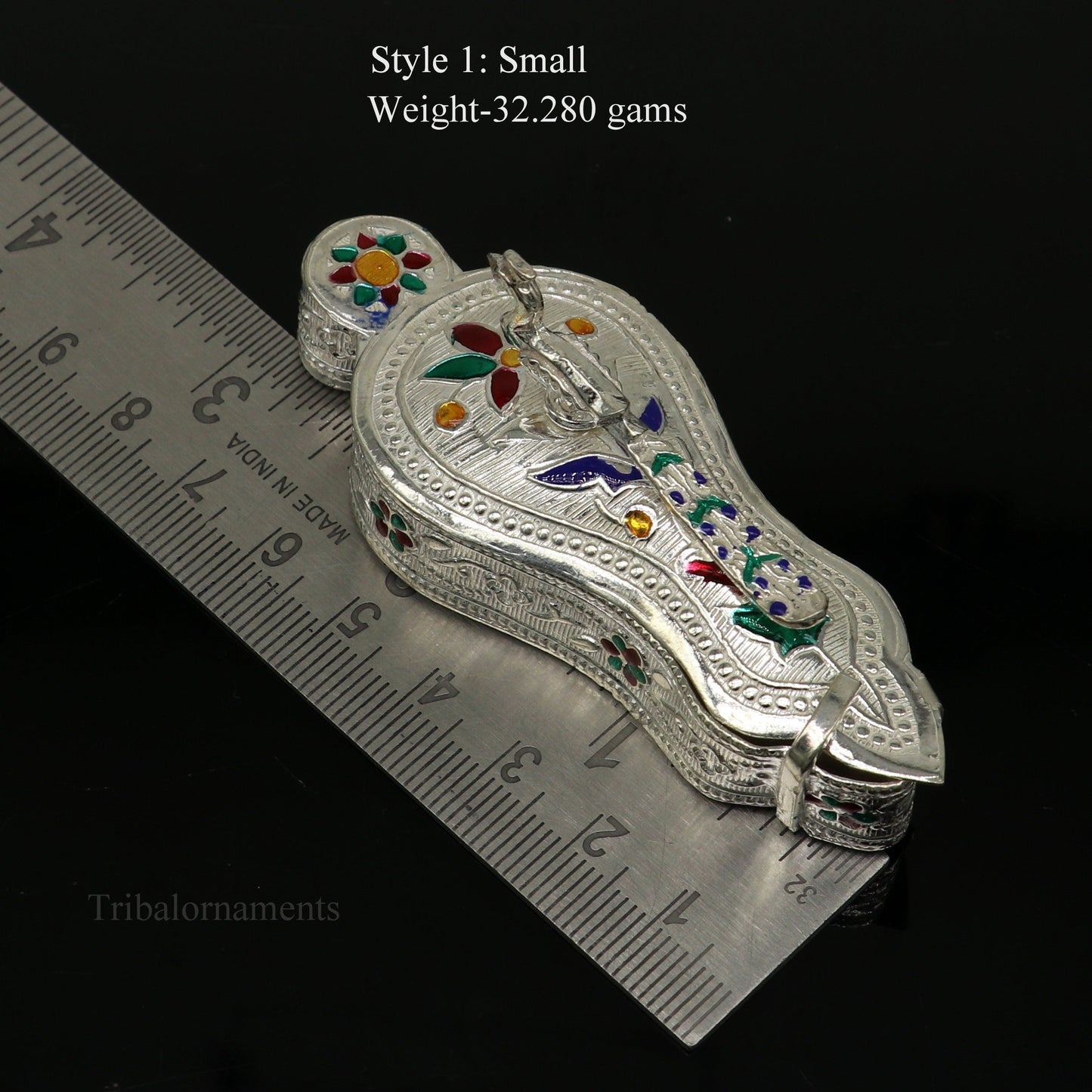925 sterling silver handmade fabulous unique design peacock trinket box, brides gift, casket box, silver article, silver utensils stb264 - TRIBAL ORNAMENTS