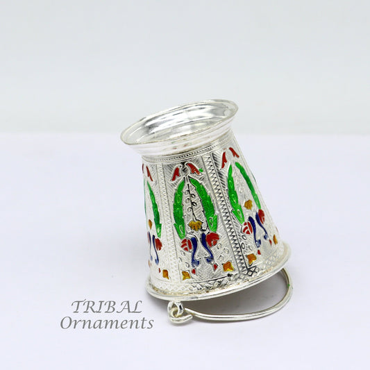925 sterling silver handmade fabulous vintage style bucket toy for puja or worshipping, Diwali puja article utensils su975 - TRIBAL ORNAMENTS