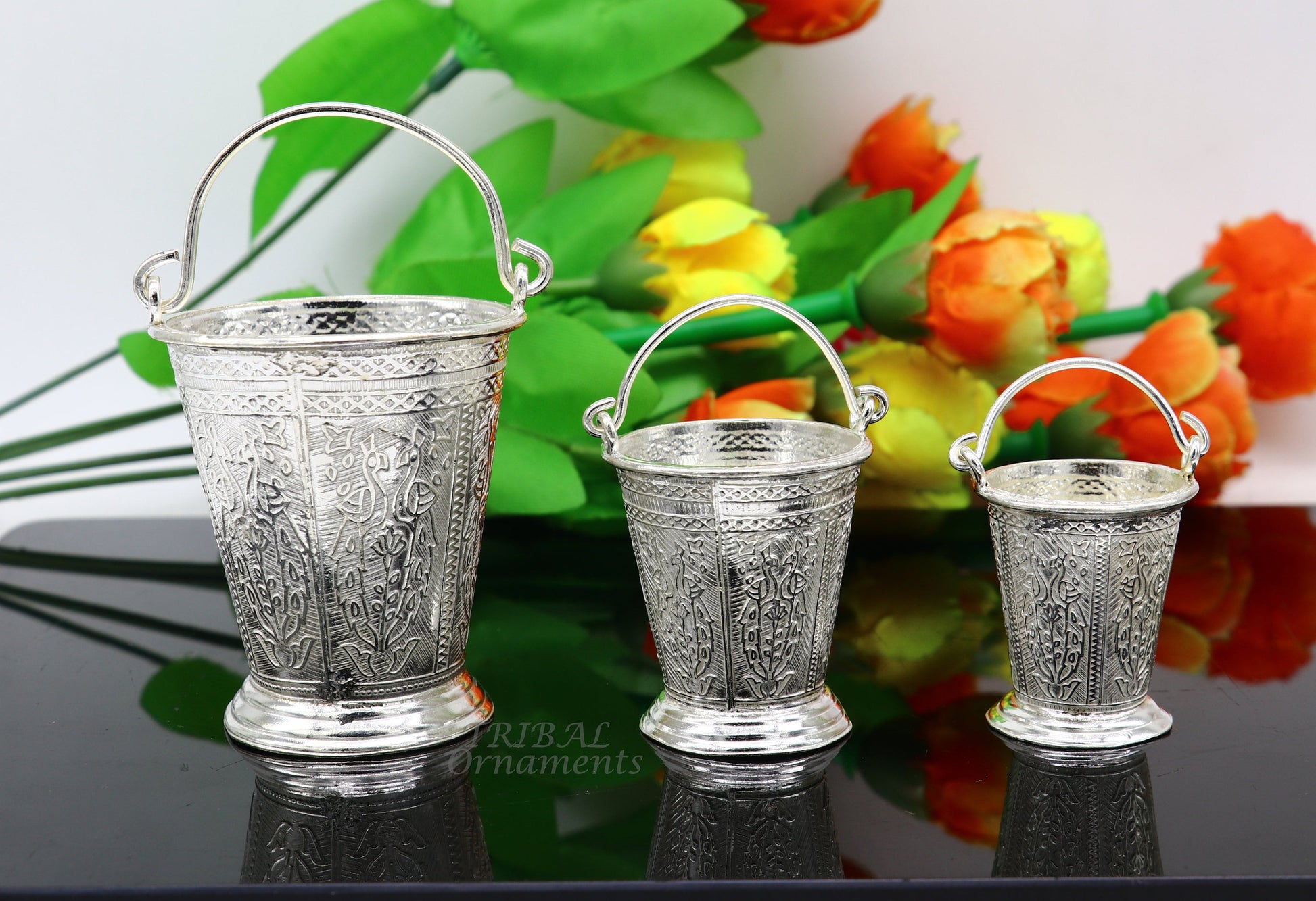 925 sterling silver handmade fabulous vintage style bucket toy for puja or worshipping, Diwali puja article utensils su976 - TRIBAL ORNAMENTS
