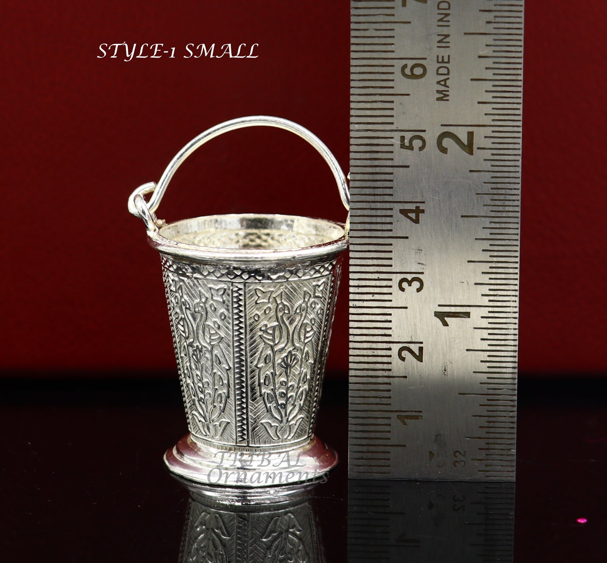 925 sterling silver handmade fabulous vintage style bucket toy for puja or worshipping, Diwali puja article utensils su976 - TRIBAL ORNAMENTS