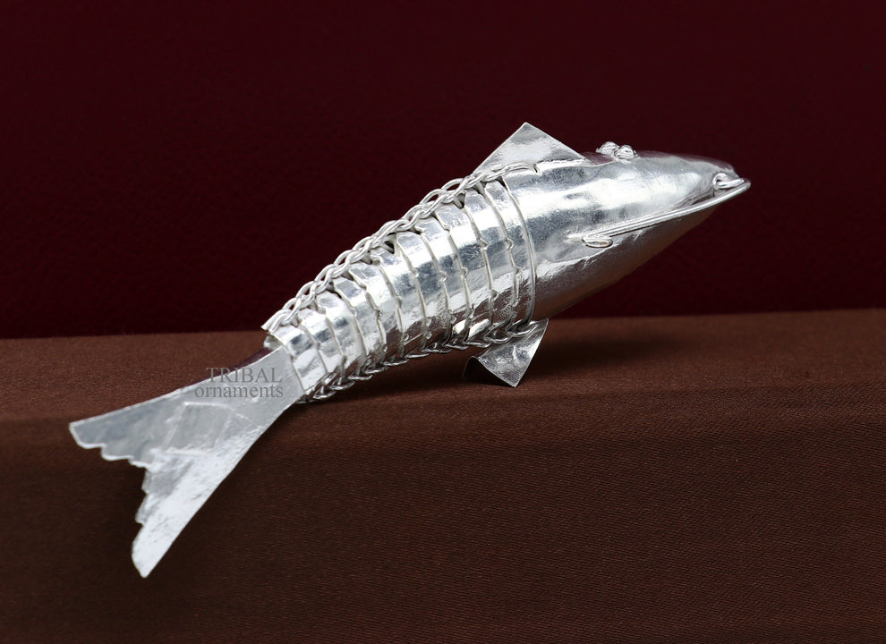 Solid silver handmade silver fish, Lord vishnu avatar Matsya, Silver P