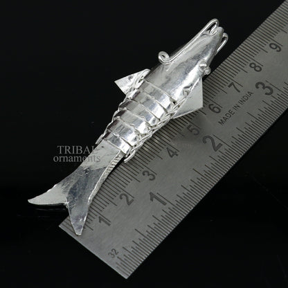 Solid silver handmade silver fish, Lord vishnu avatar Matsya, Silver Puja Fish For Prosperity And Good Luck, best collectible art su676 - TRIBAL ORNAMENTS