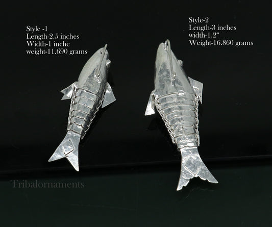 Solid silver handmade silver fish, Lord vishnu avatar Matsya, Silver Puja Fish For Prosperity And Good Luck, best collectible art su561 - TRIBAL ORNAMENTS
