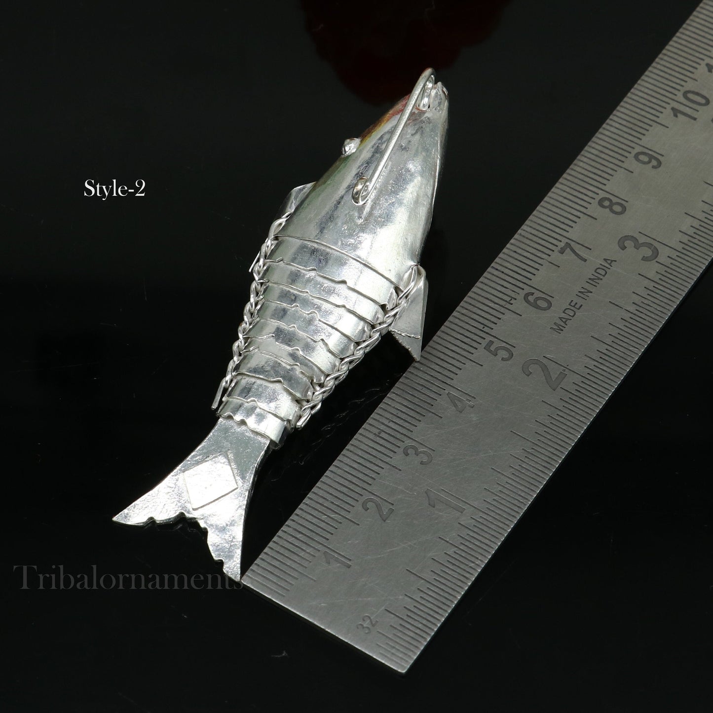 Solid silver handmade silver fish, Lord vishnu avatar Matsya, Silver Puja Fish For Prosperity And Good Luck, best collectible art su561 - TRIBAL ORNAMENTS