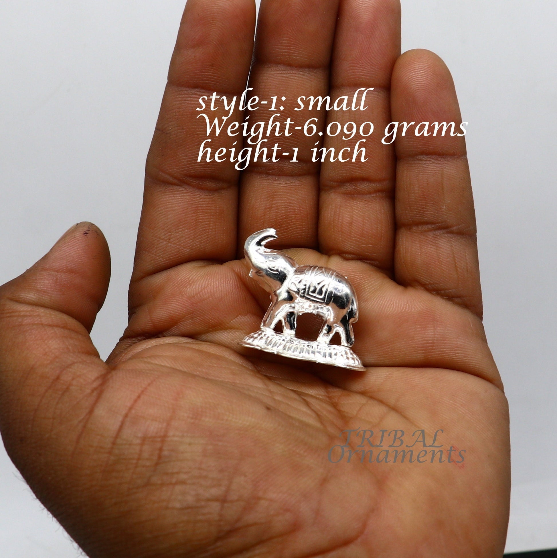 925 Sterling silver handmade upper trunk Elephant statue, puja article figurine, home décor Diwali puja gift su986 - TRIBAL ORNAMENTS