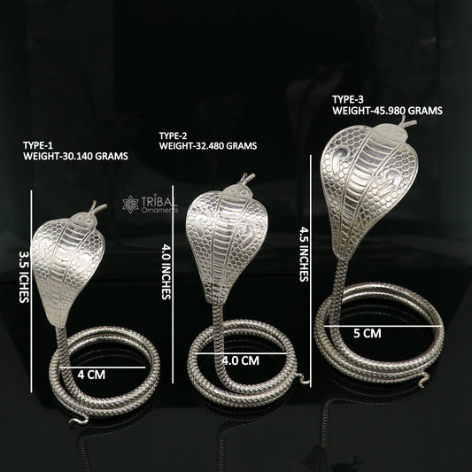 Shiva Snake 925 silver handmade Divine vintage style Small snake or shiva snake for puja or worshipping, solid Diwali puja article su1145 - TRIBAL ORNAMENTS