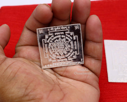 Handmade 925 sterling silver Shree Kuber Yantram for wealth and prosperity, a divine holy Yantram for puja and gifting.
