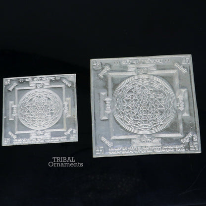 Handmade 925 sterling silver Shree Yantram for wealth and prosperity, a divine Yantram for puja and spiritual gifting.