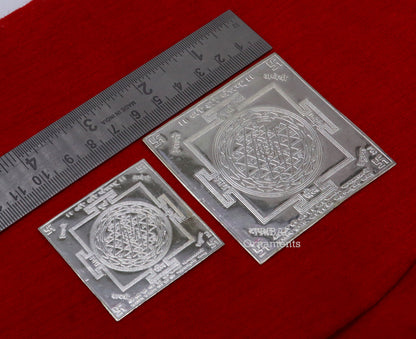 925 sterling silver handmade Shree Yantram, divine Yantram for wealth and prosperity, ideal for puja and spiritual gifting.