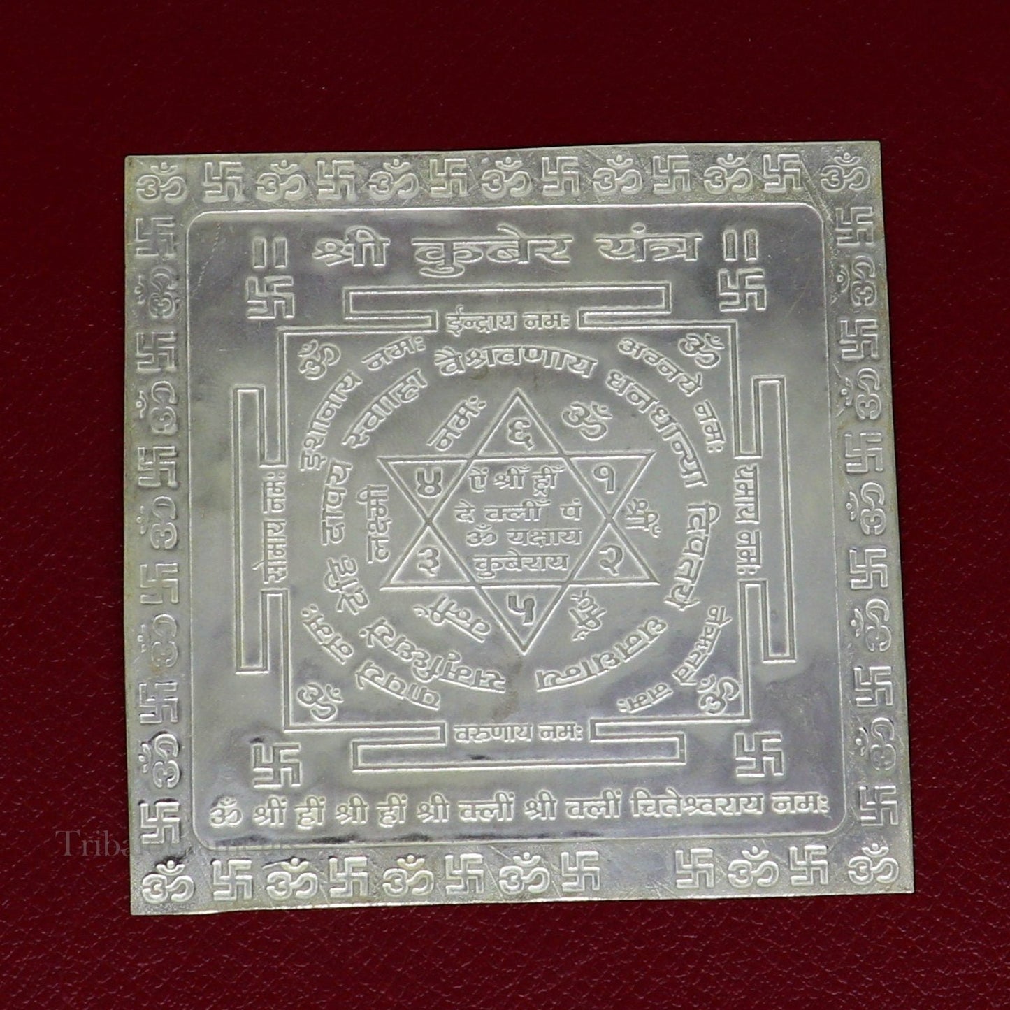925 sterling silver handmade Shree kubera Yantra, silver holy divine yantra for wealth and prosperity, best puja article gifting su544 - TRIBAL ORNAMENTS