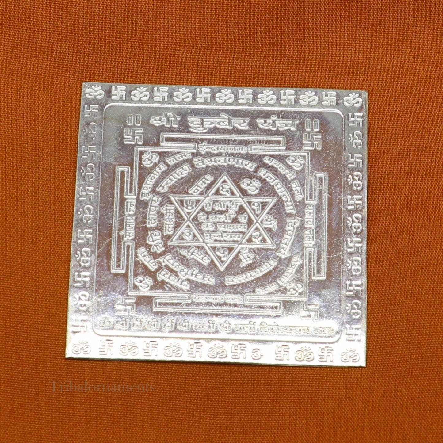 925 sterling silver handmade Shree kubera Yantra, silver holy divine yantra for wealth and prosperity, best puja article gifting su544 - TRIBAL ORNAMENTS