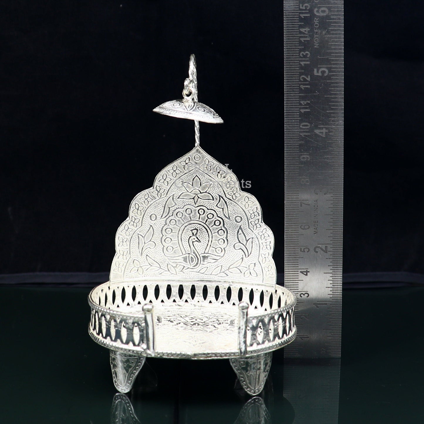 925 sterling silver Handmade Divine Singhasan, idol krishna Bal Gopala throne, god statue's stand chair, temple art puja article su800 - TRIBAL ORNAMENTS