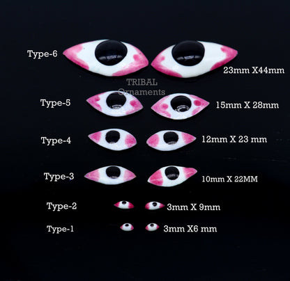 Handmade 925 sterling silver Krishna eyes for statues, deities, and sculptures, perfect for temple idols and religious sculptures.