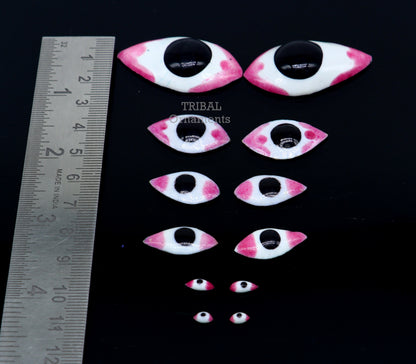 Handmade 925 sterling silver Krishna eyes for statues, deities, and sculptures, ideal for temple idols and religious sculptures.
